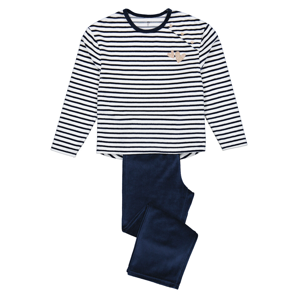 Marine pyjama in fluweel marineblauw, LA REDOUTE COLLECTIONS