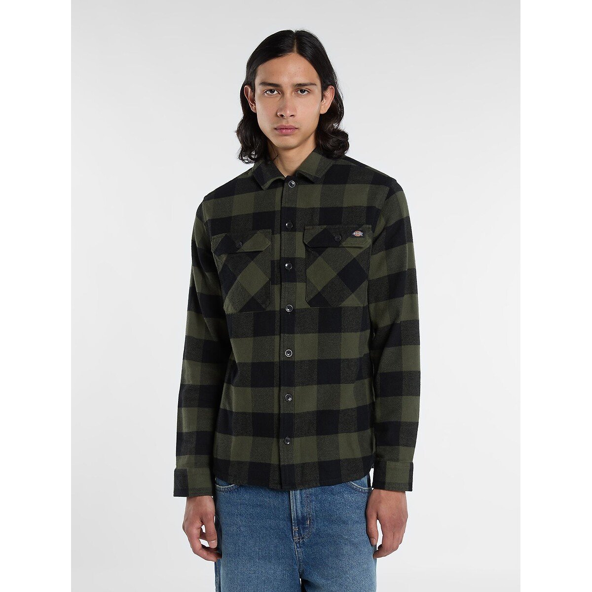 Chemise manches longues, unisexe, SACRAMENTO noir/kaki, DICKIES