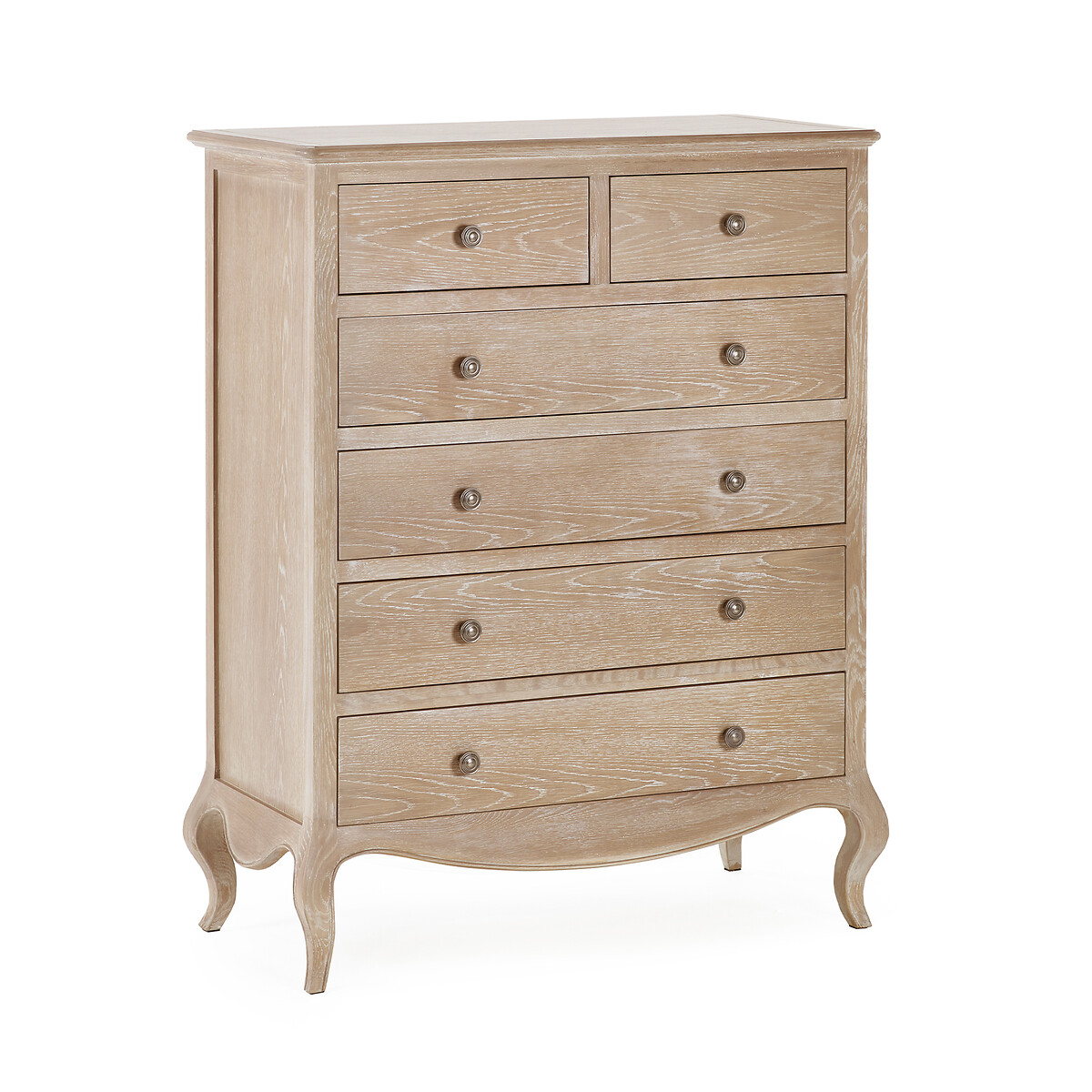 Eléa French Antique Limed Oak Chest of 4+2 Drawers bleached oak, SO'HOME