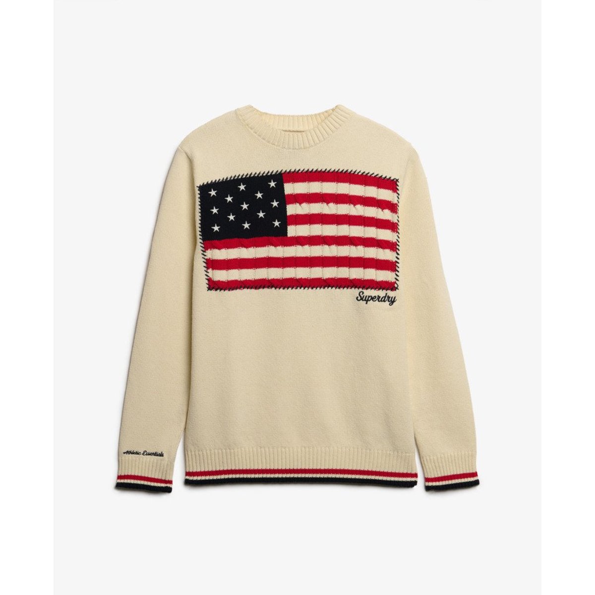Pull Ras du Cou Athletic Essentials Americana Flag crème, SUPERDRY