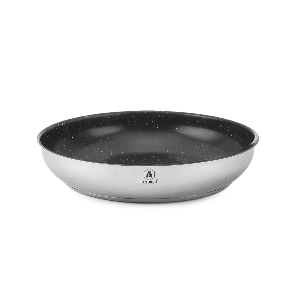 Set de 3 poêles inox amovible 20/24/28cm antiadhésif - "Réactif" couleur unique, LAGUIOLE CUISSON