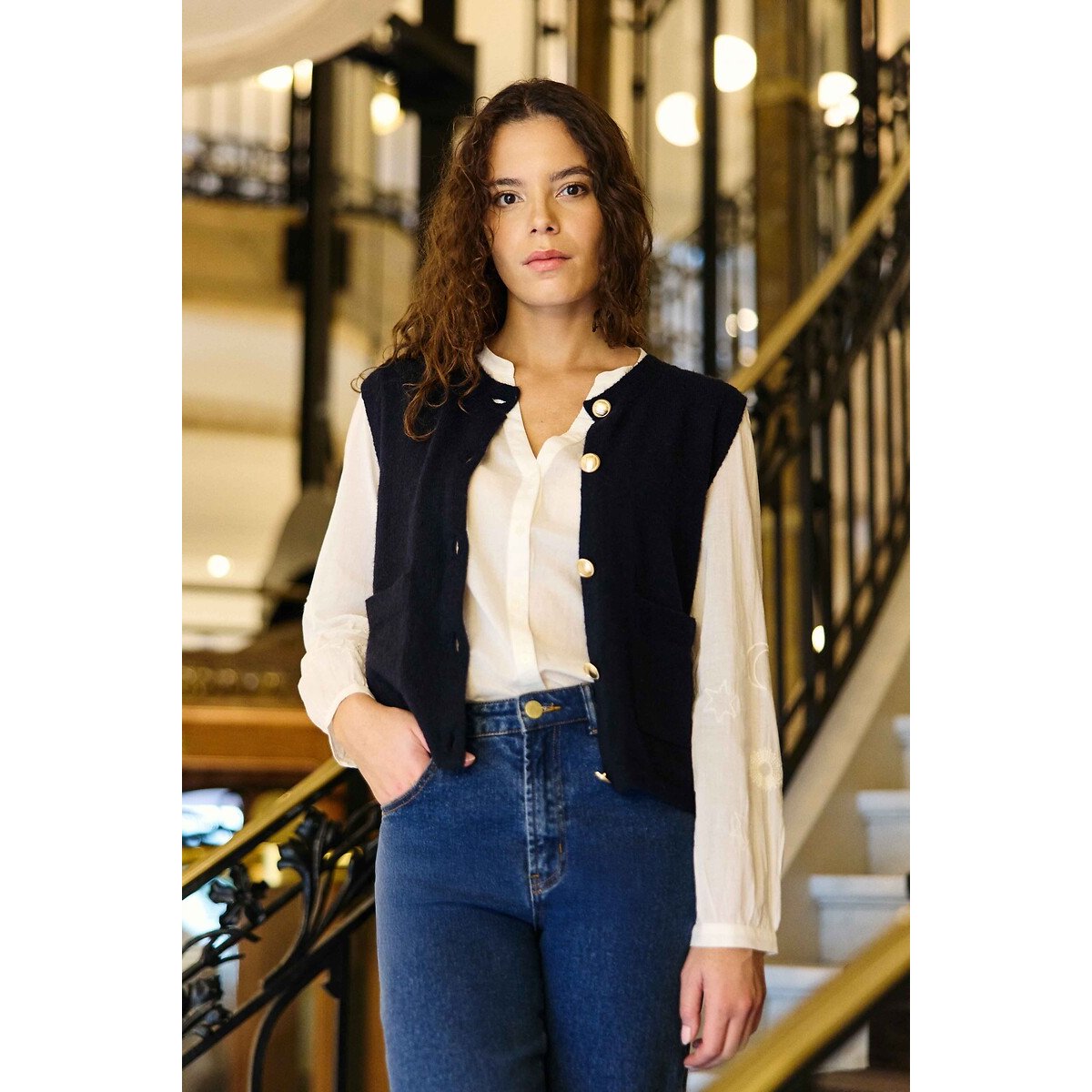 Gilet sans manches col rond, MORI marine, LA PETITE ETOILE