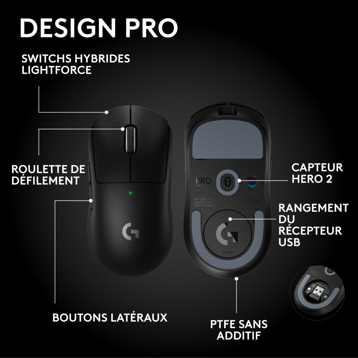 Souris Gamer Sans Fil Pro X superlight 2 SE Noir couleur unique, LOGITECH