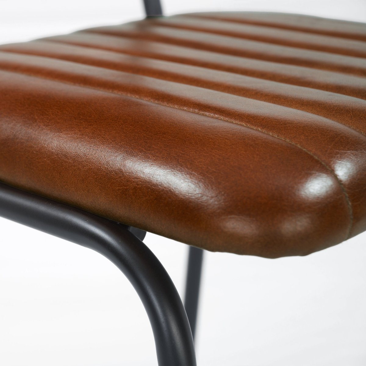 Lot de 2 chaises de bar 65 cm en cuir - ARSÈNE marron, MAISON PAVANE