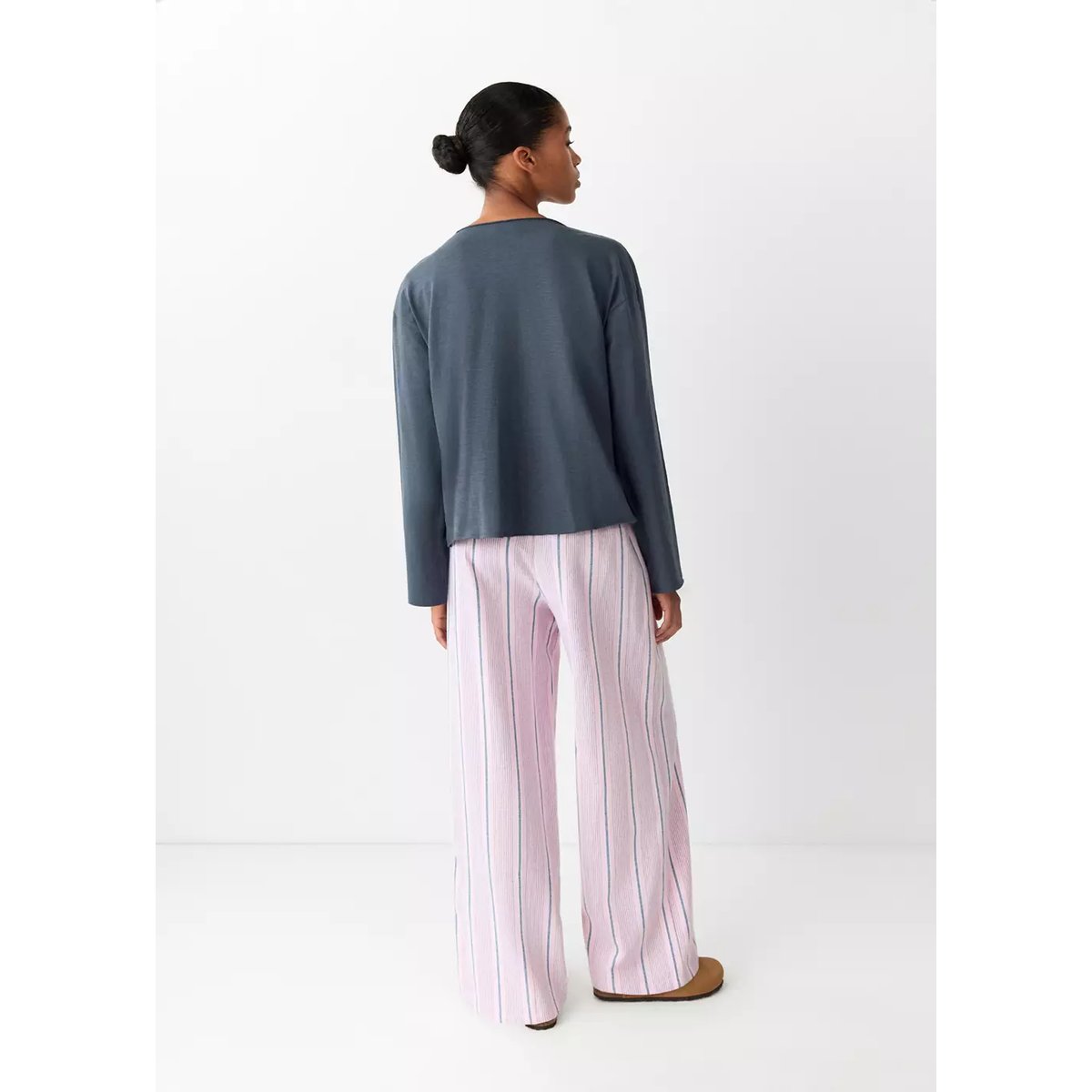 Pyjama complet coton rayures rose, MANGO TEEN