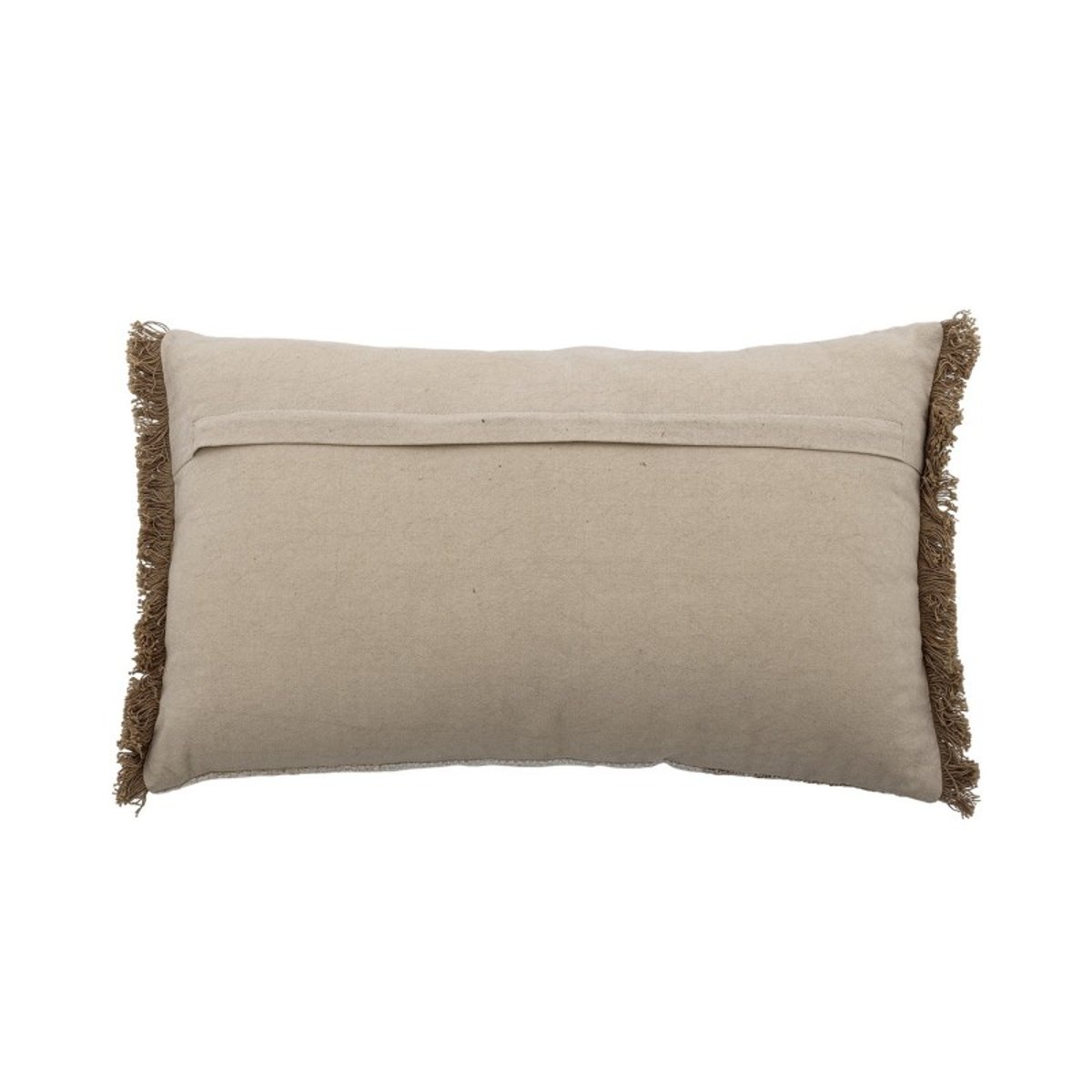 Coussin de séjour jute coton texturé franges CINTA beige, BLOOMINGVILLE