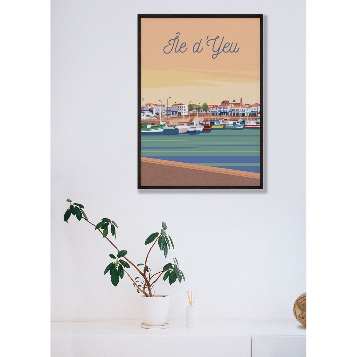 Affiche Île d'Yeu - Port Joinville blanc, L'AFFICHERIE