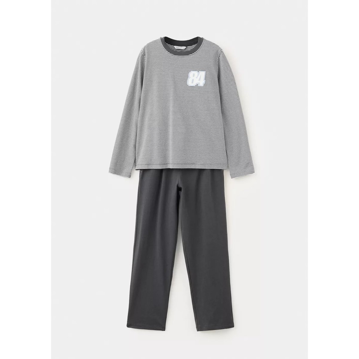 Pyjama long à rayures imprimé gris anthracite, MANGO KIDS