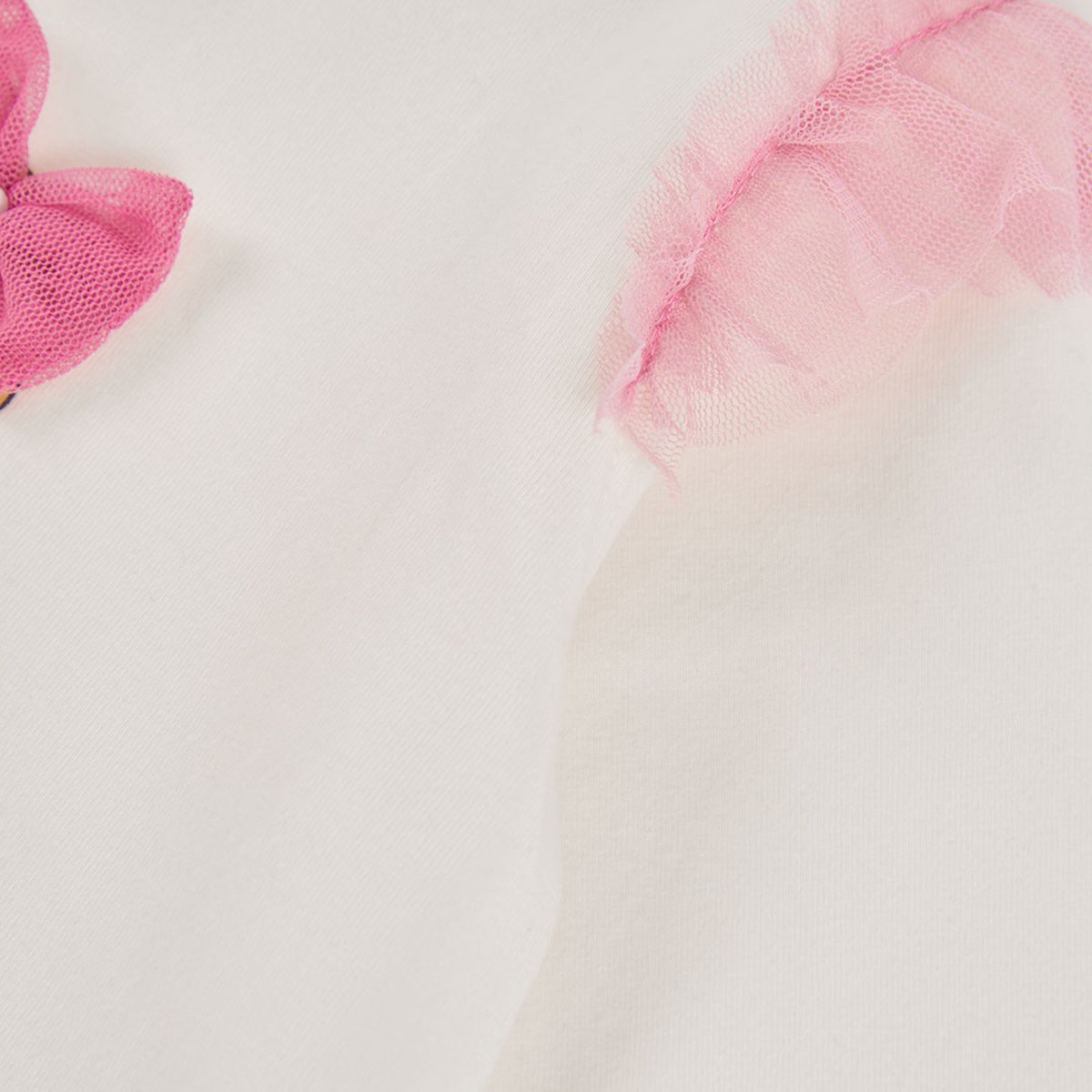 T-shirt en maille fille imprimé poupée avec tulle blanc, BOBOLI