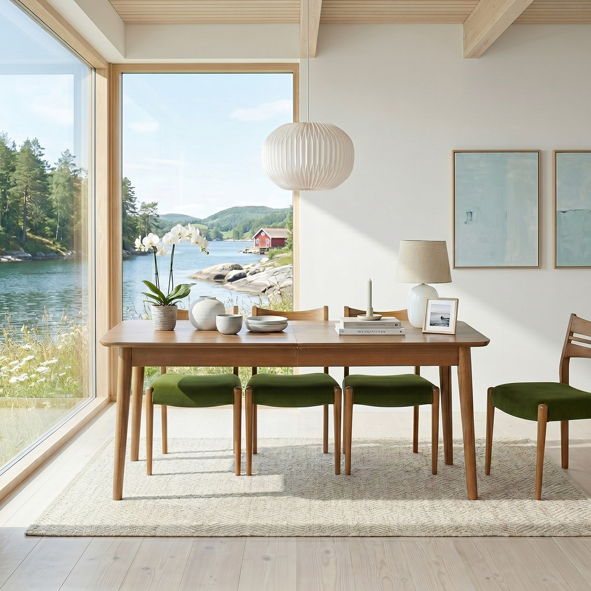 Table à manger rectangulaire style scandinave, 6 convives SOLO marron, ROBIN DES BOIS