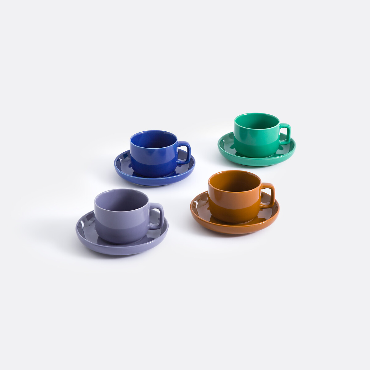 Lot de 4 tasses et sous-tasses en grès, Vetori multicolore, LA REDOUTE INTERIEURS