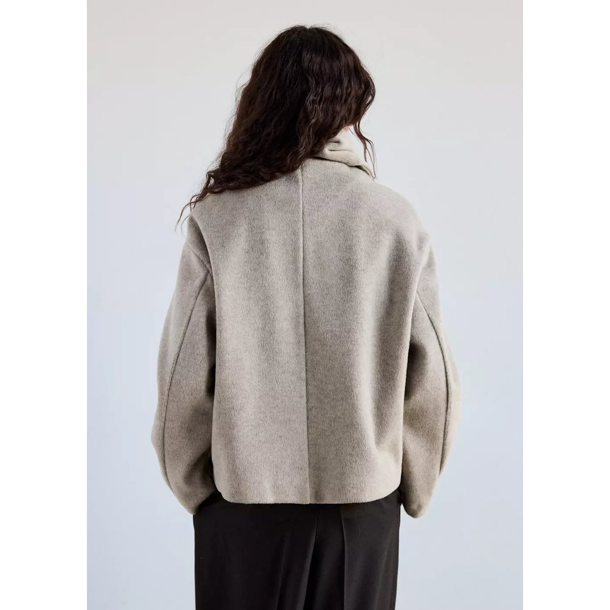 Veste en drap à col écharpe marron moyen, MANGO