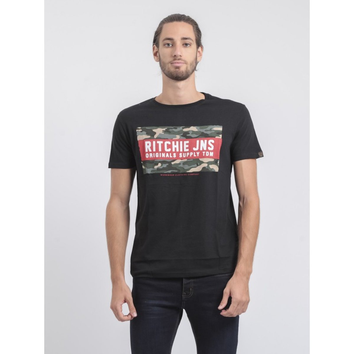 T-shirt Col Rond Pur Coton Jardin noir, RITCHIE