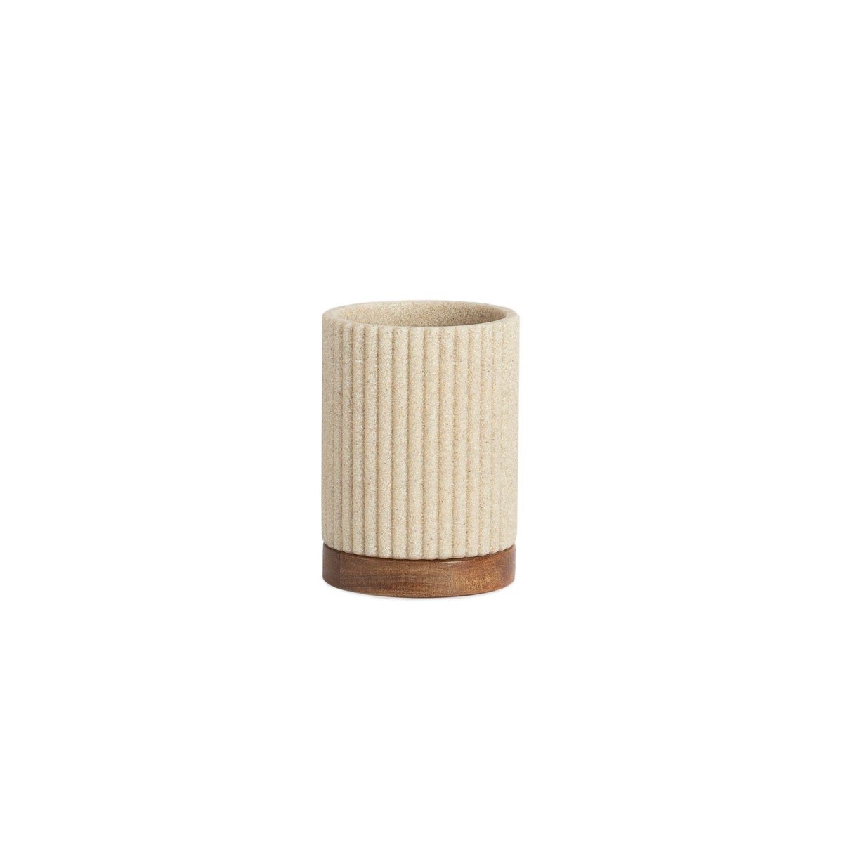 Porte brosse à dents polyrésine beige et acacia - 8x8x11cm beige, WADIGA