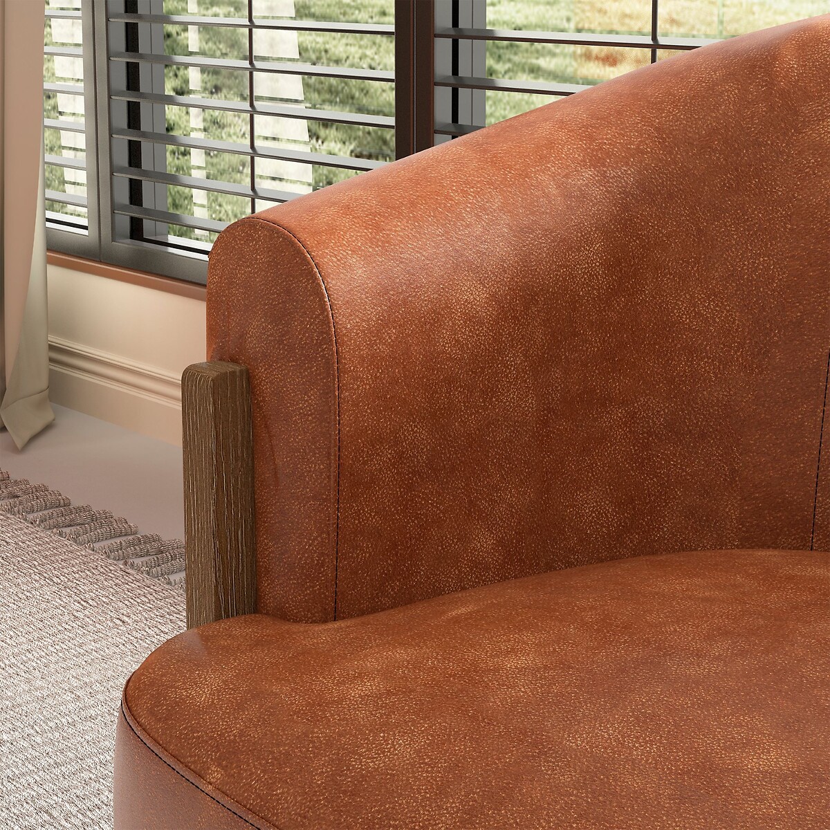 Leland Curve Leather Tub Chair tan, SO'HOME