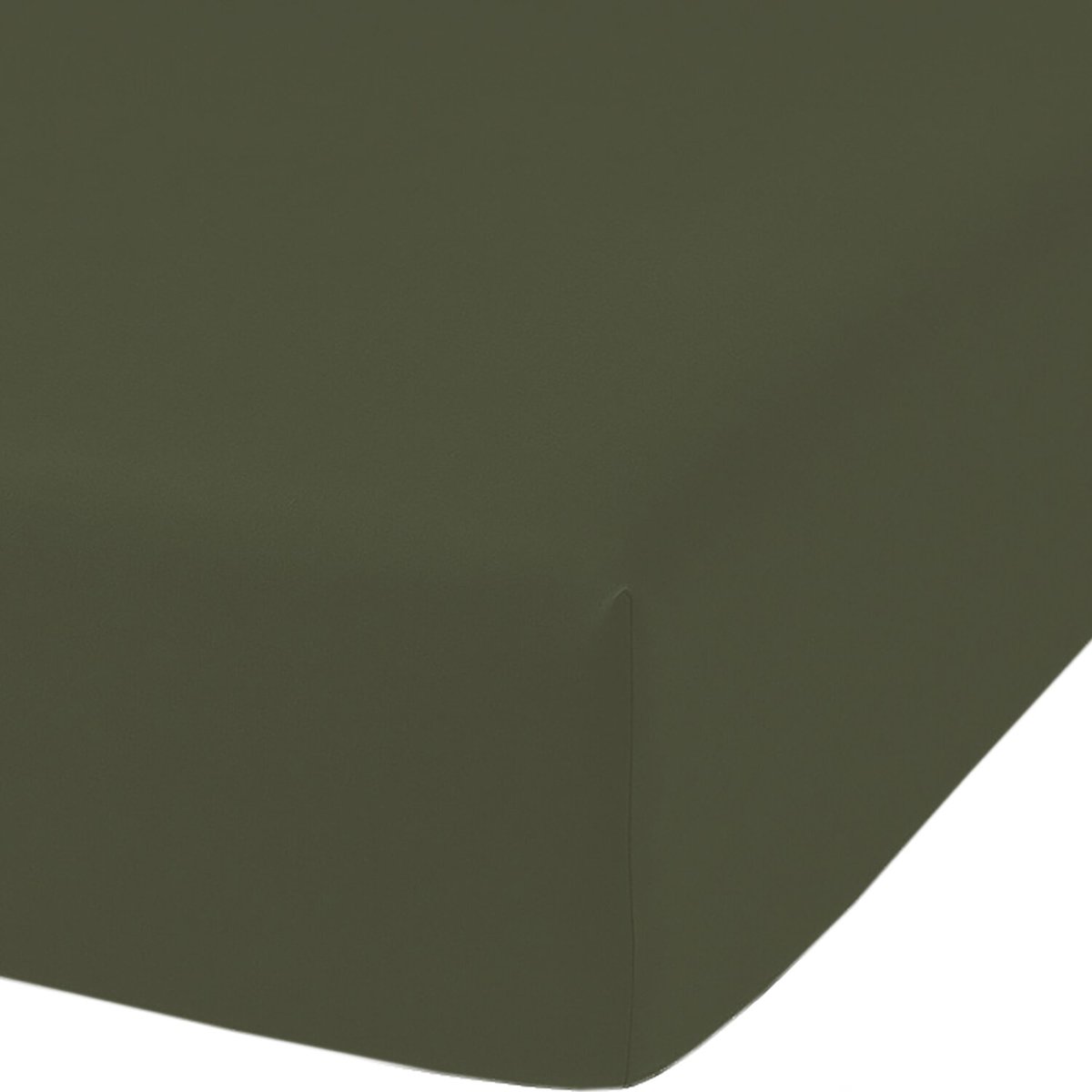Drap housse en percale de coton bonnet 30cm uni, MURA kaki, C DESIGN HOME TEXTILE