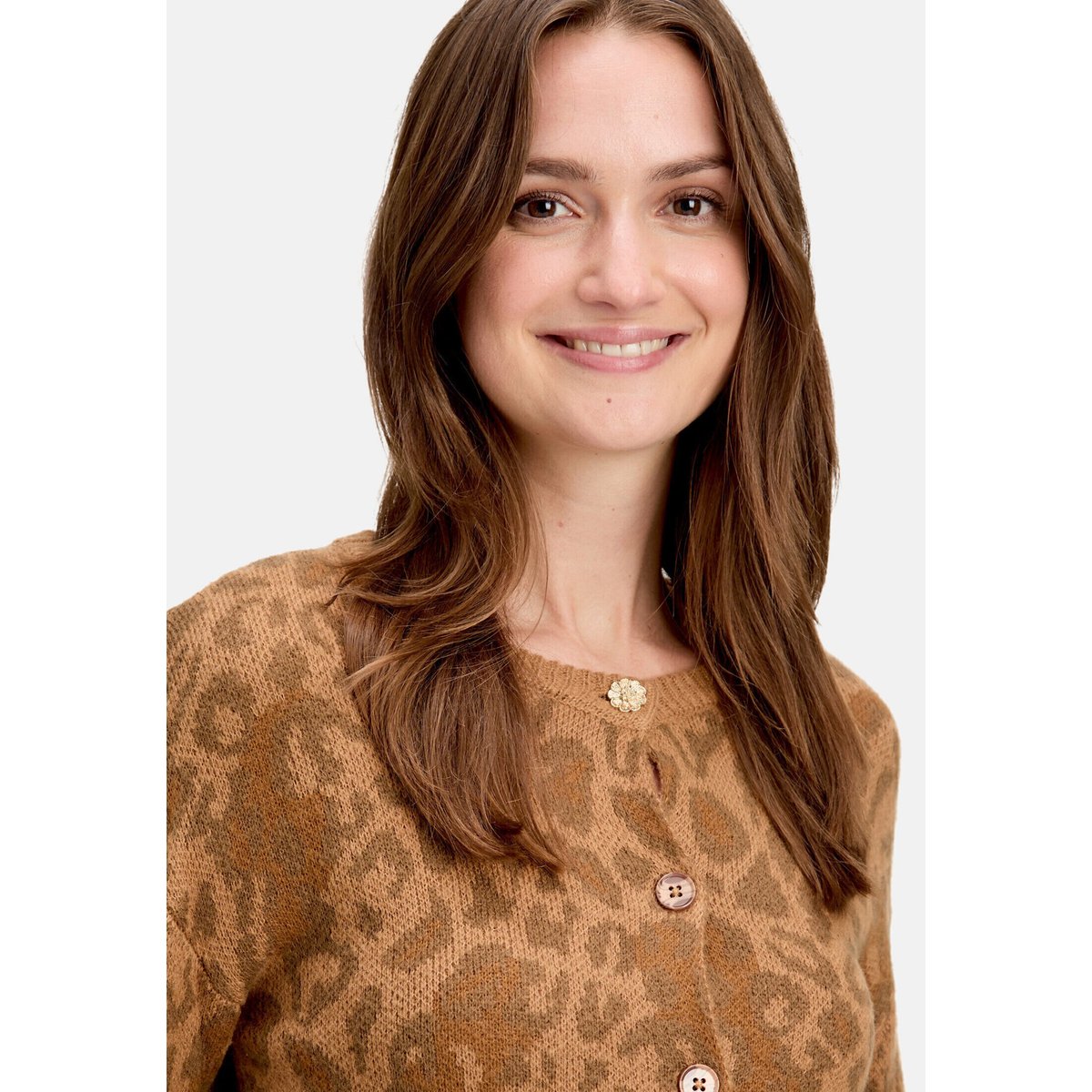 Cardigan en maille à encolure ronde marron/marron, CARTOON