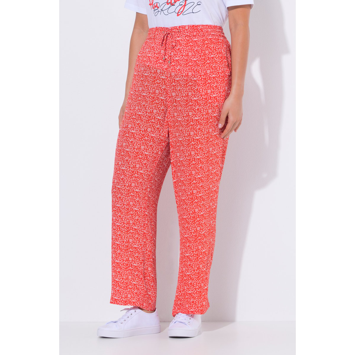Pantalon Rose en crêpe corail, ULLA POPKEN