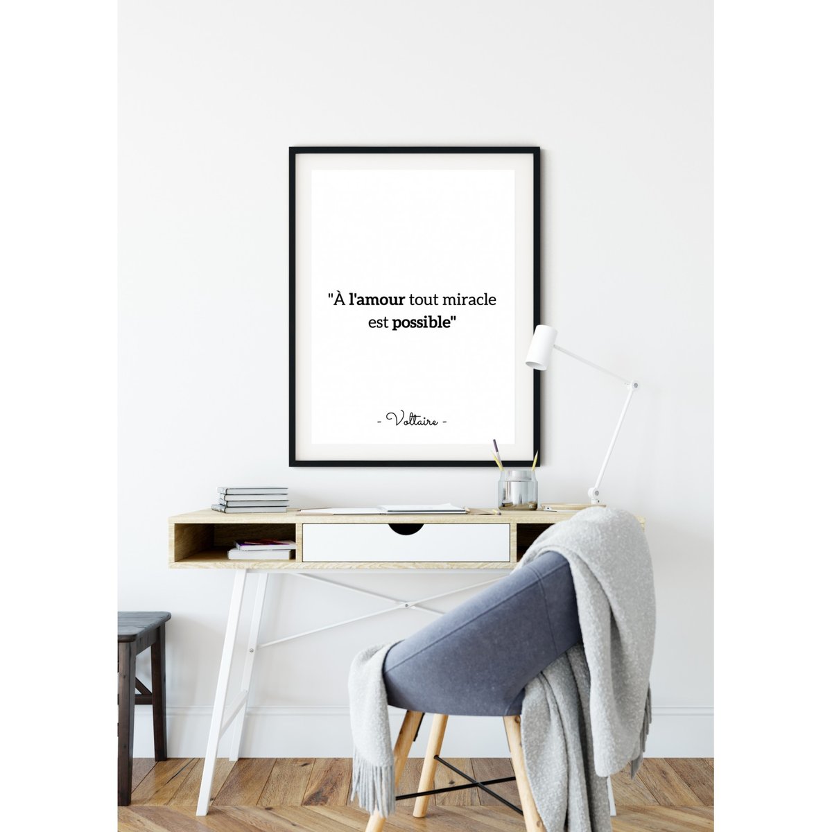 Affiche Voltaire : 'À l'amour...' blanc, L'AFFICHERIE