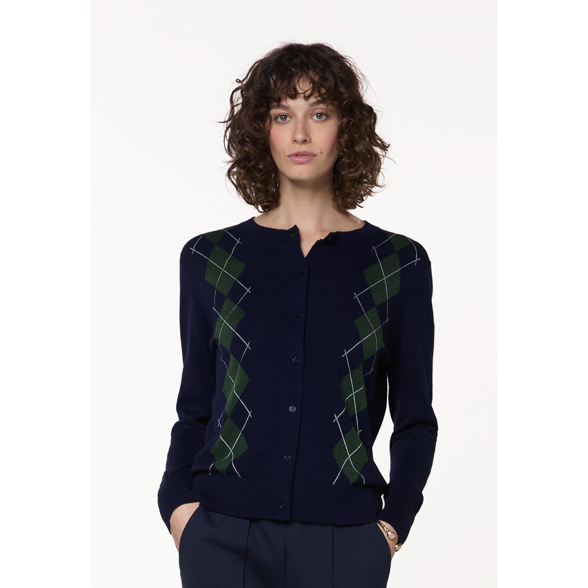 Cardigan jacquard bleu marine, RODIER