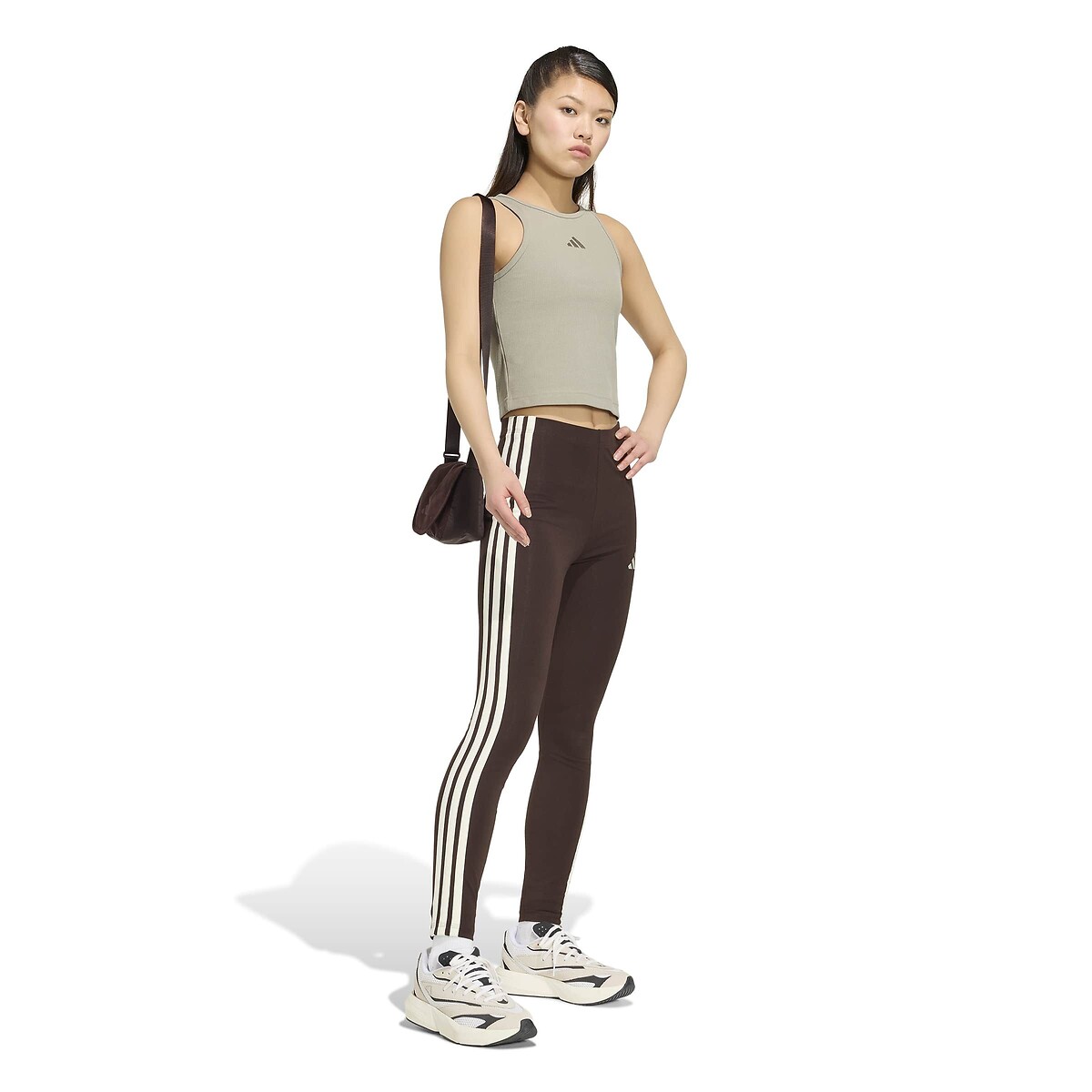 Leggings ESSENTIALS 3-STRIPES braun, ADIDAS SPORTSWEAR