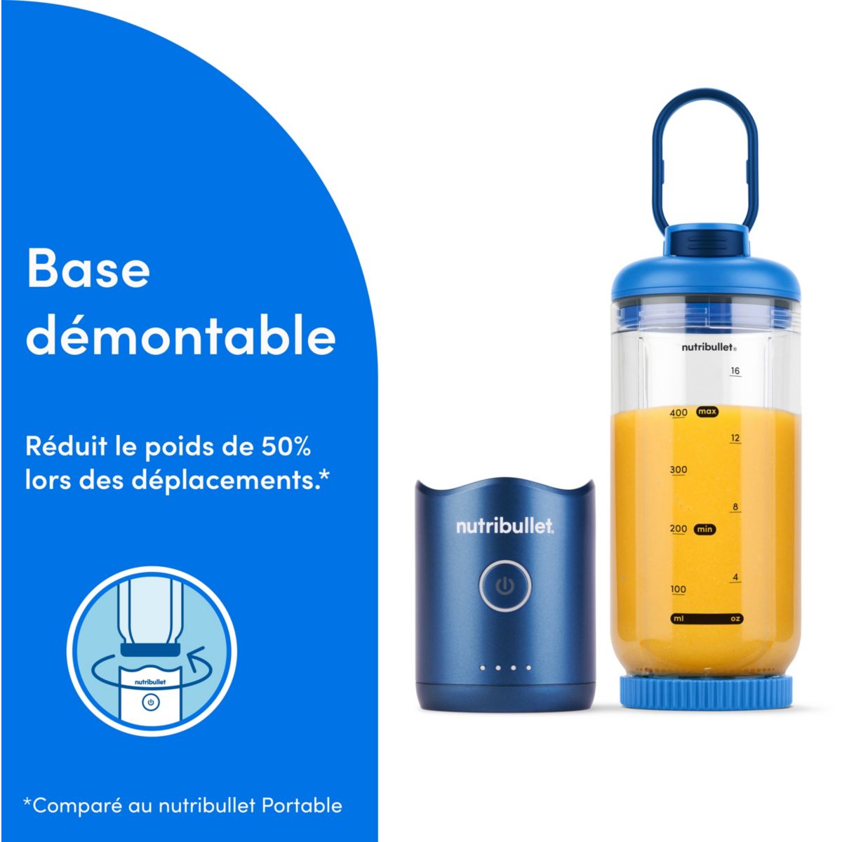 Blender portable Flex NBP013BL bleu couleur unique, NUTRIBULLET