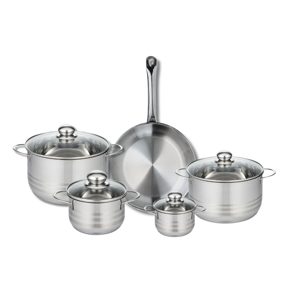 Batterie 1 poêle 28cm + 4 faitouts 12/16/20/24cm PROFI BRILLANT inox, ELO