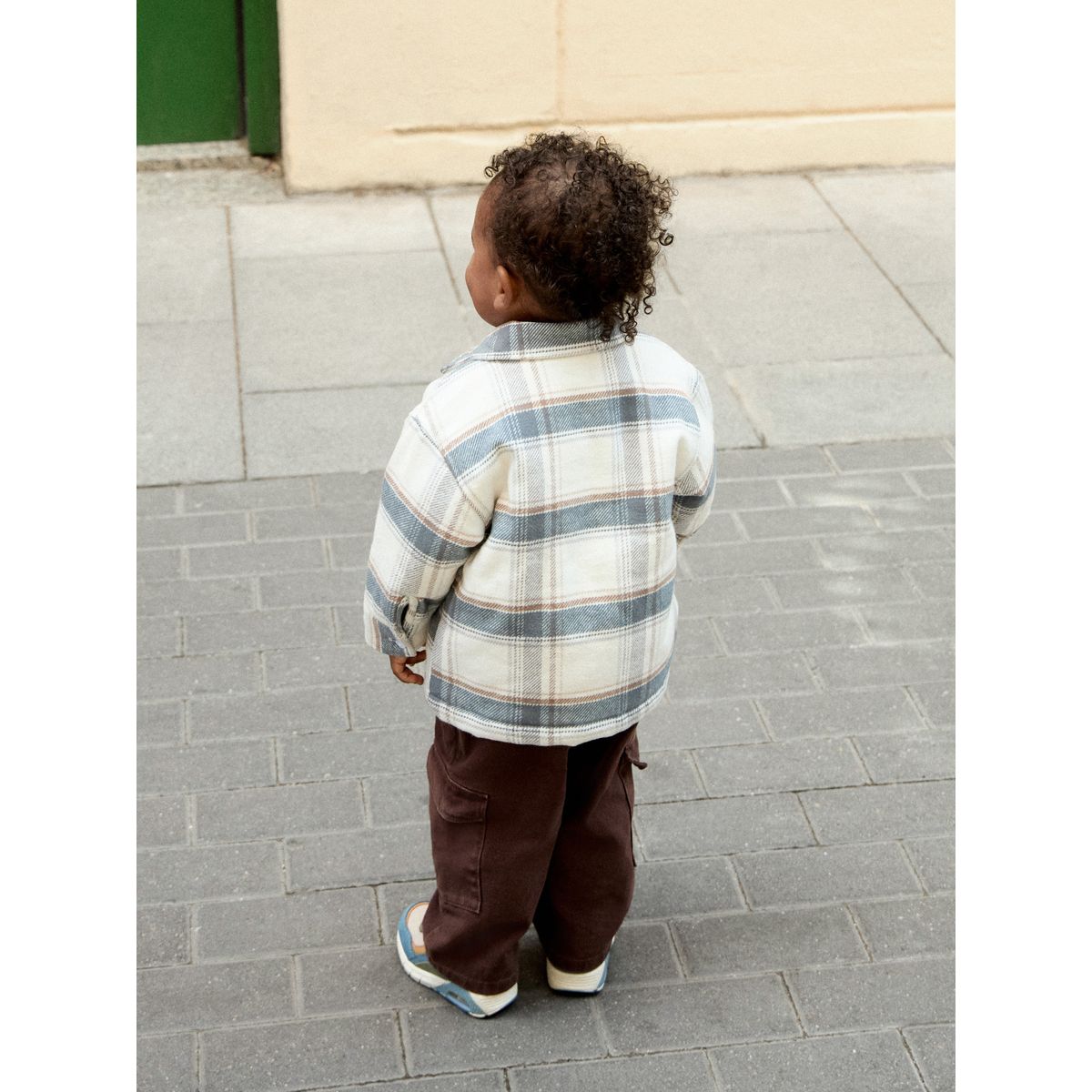 Veste-chemise avec doublure en peau lainée fermeture éclair à carreaux bleus/écrus, NEXT