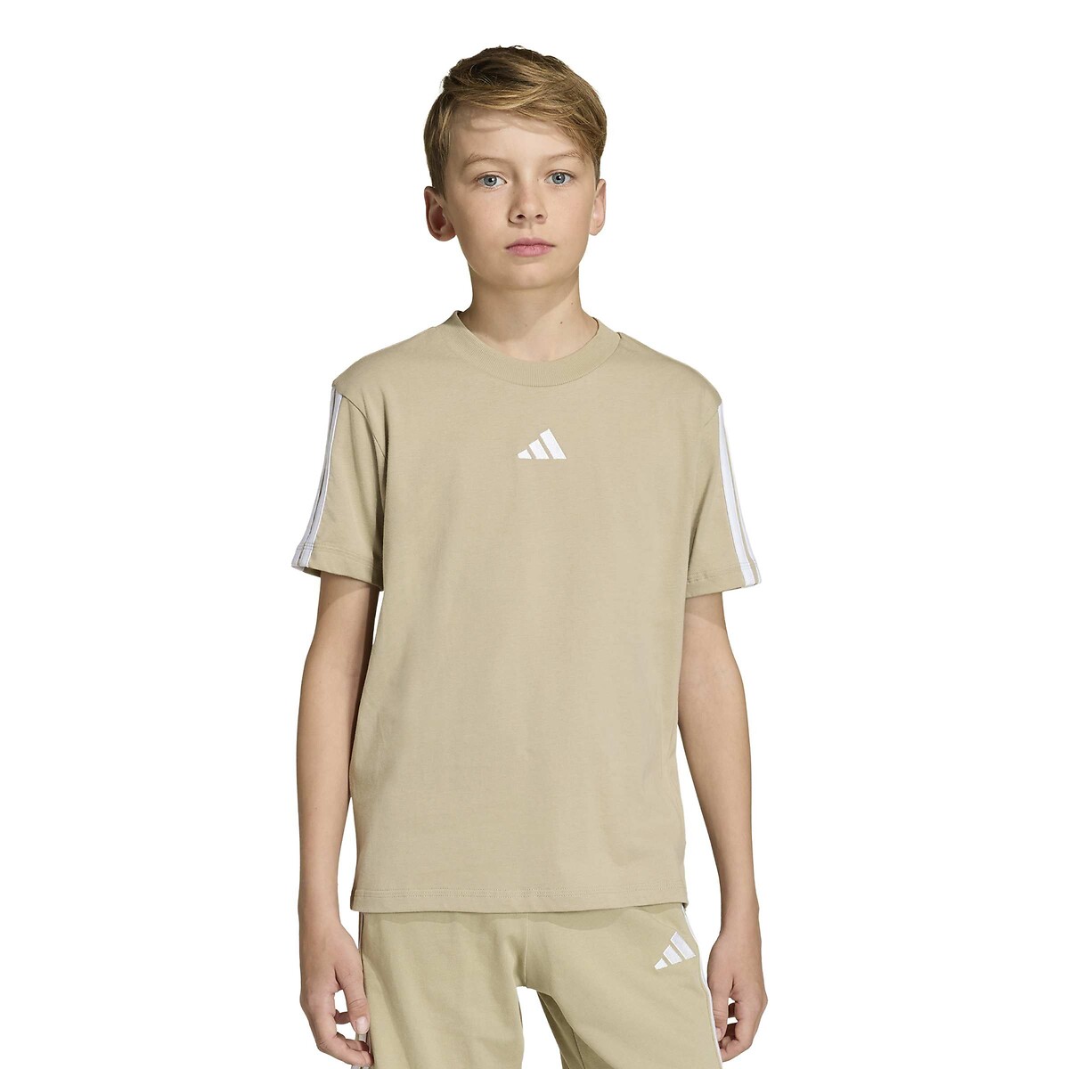 T-shirt a maniche corte a 3 bande ESSENTIALS beige, ADIDAS SPORTSWEAR