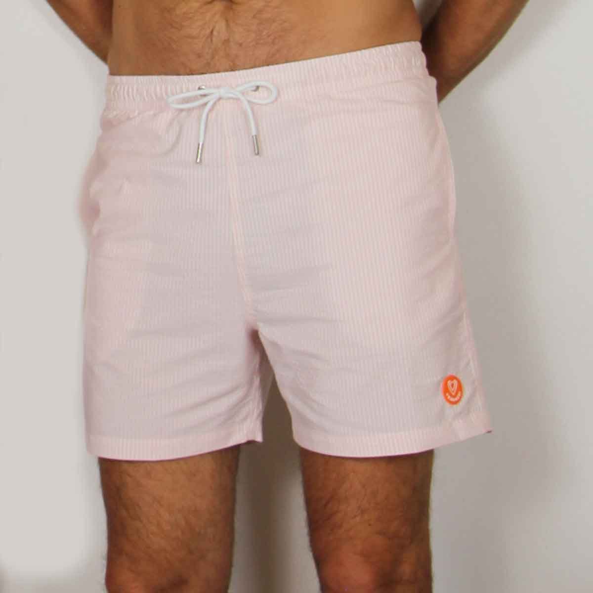 Short de bain Le Solaire Seersucker rose, VENDREDI