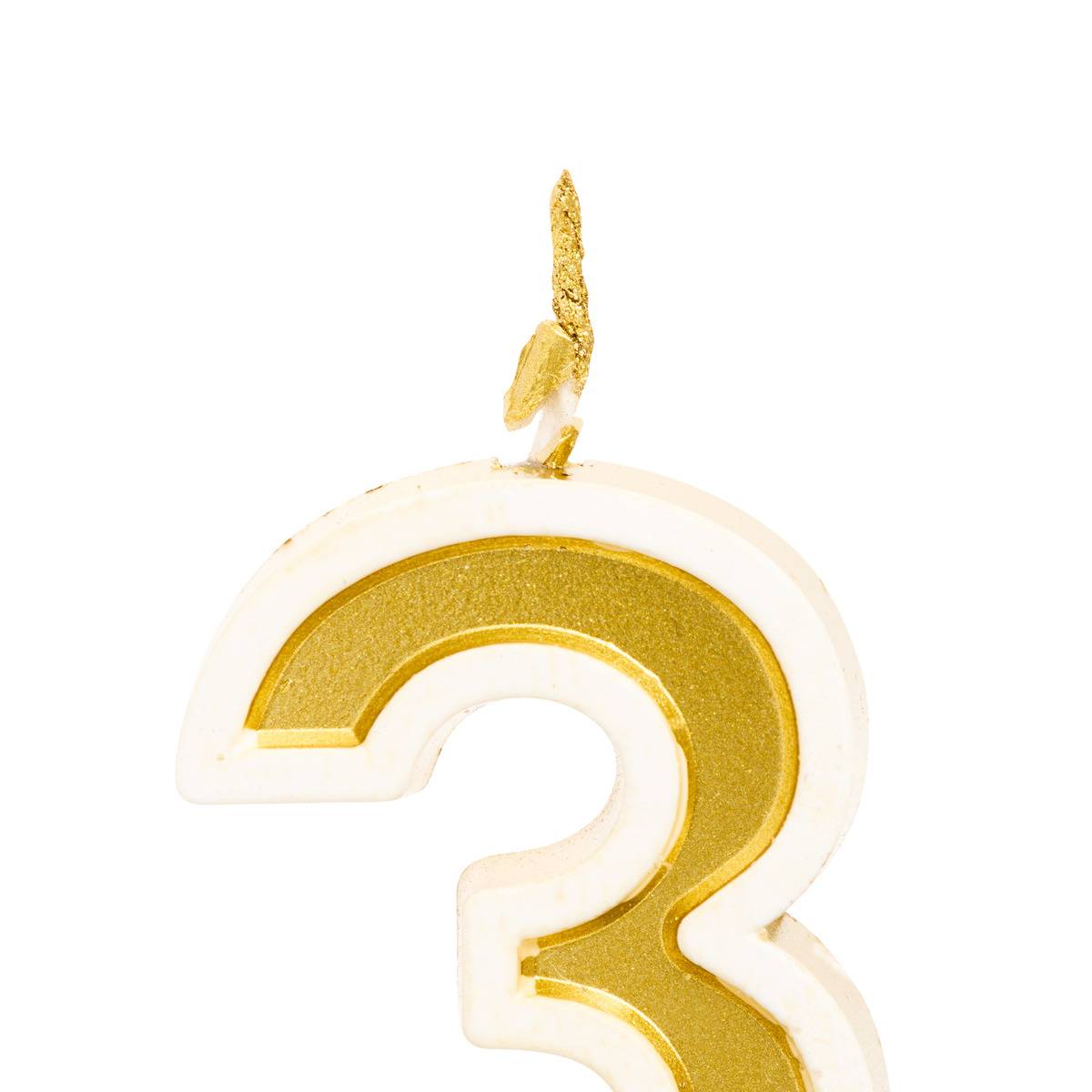 Bougie d'anniversaire Numéro 3 ANNIVERSAIRE or, 5FIVE SIMPLY SMART