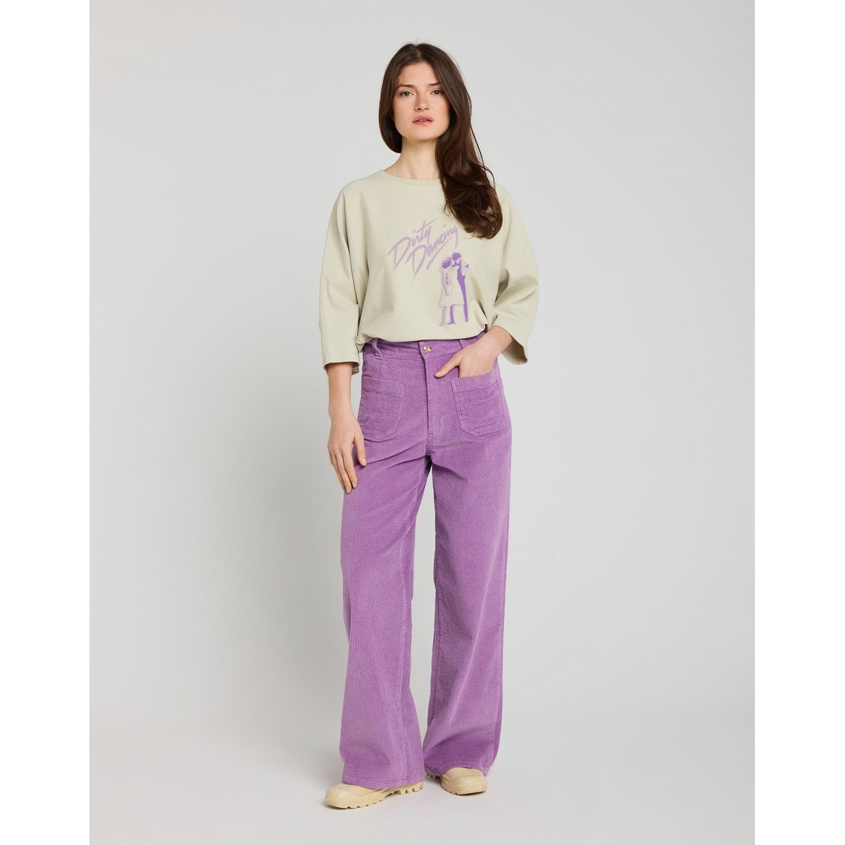 PANTALON JANE VELOURS CORDPURPLE violet, PULLIN