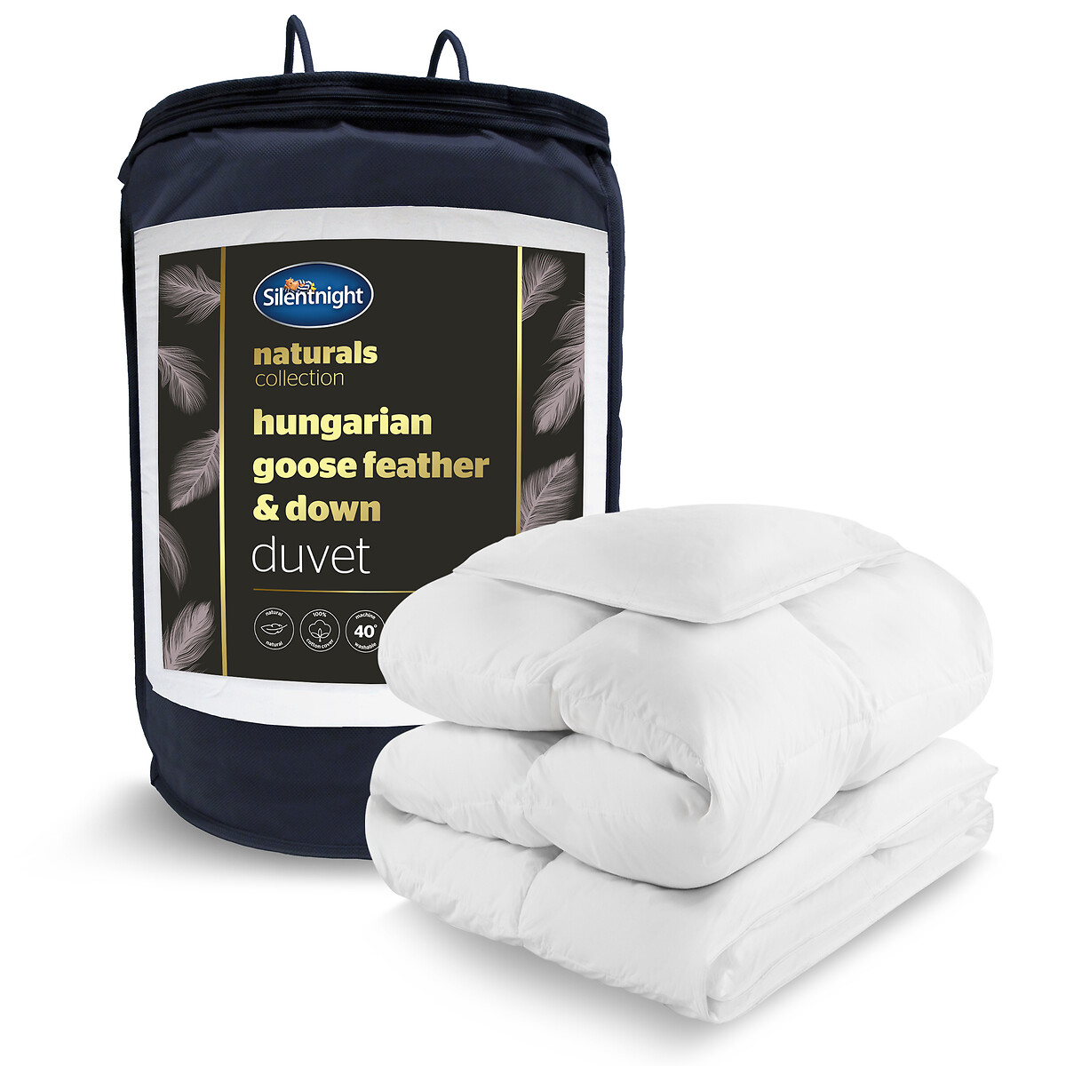 Hungarian Goose Feather Down 10.5 Tog Duvet white, SILENTNIGHT