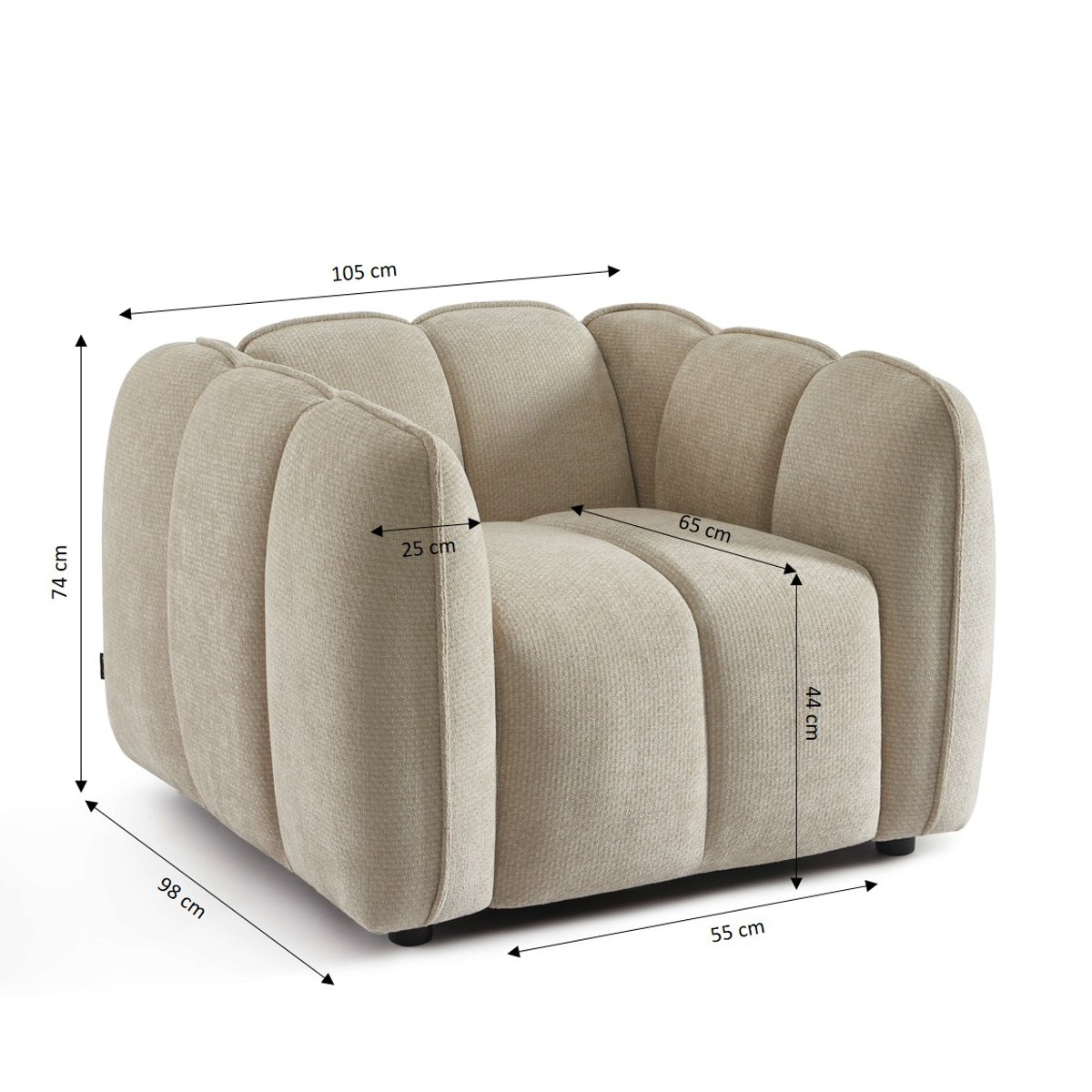Fauteuil 1 place en tissu MATILDA beige, SORELH