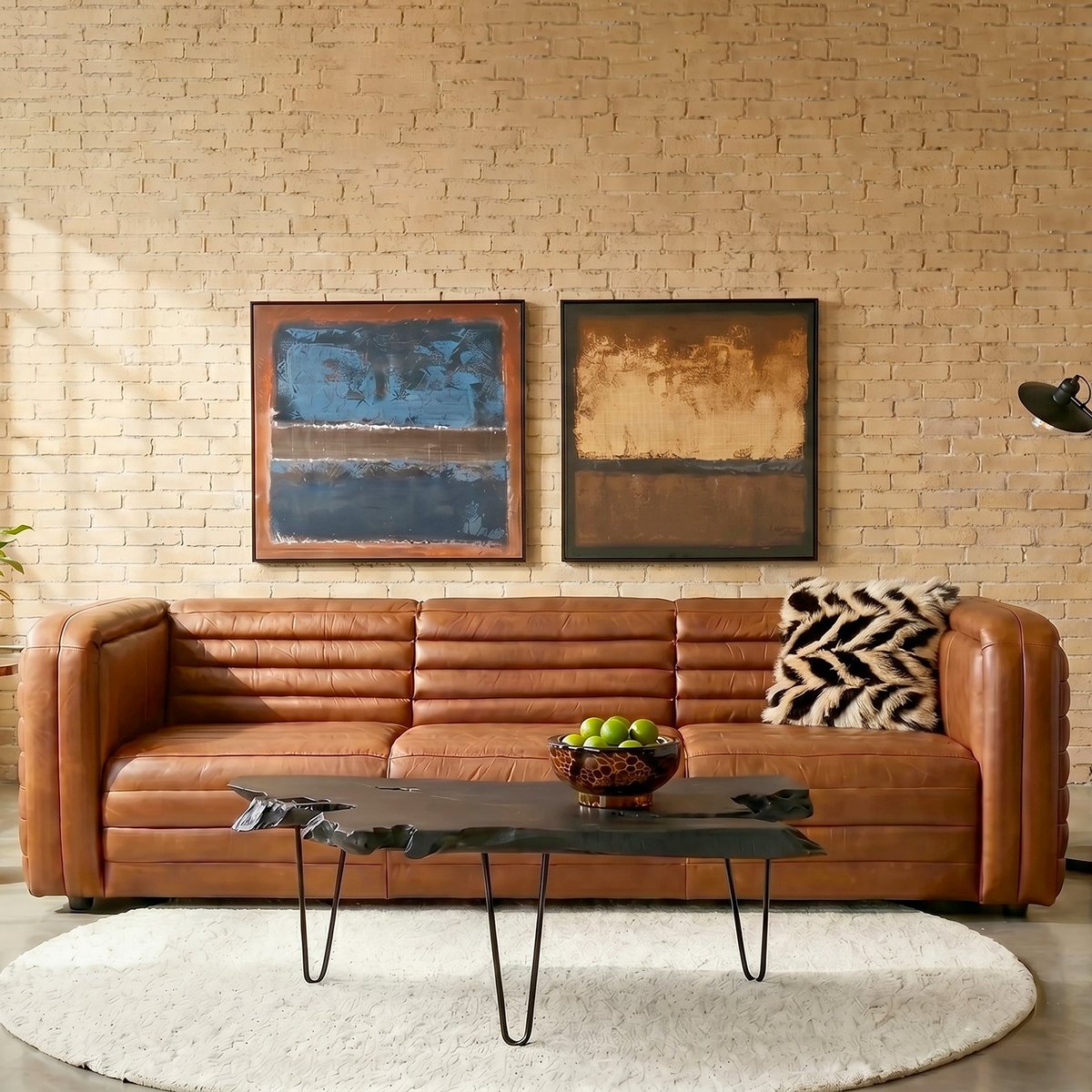 Canapé 3 places en cuir, AURELIO marron, KARE DESIGN