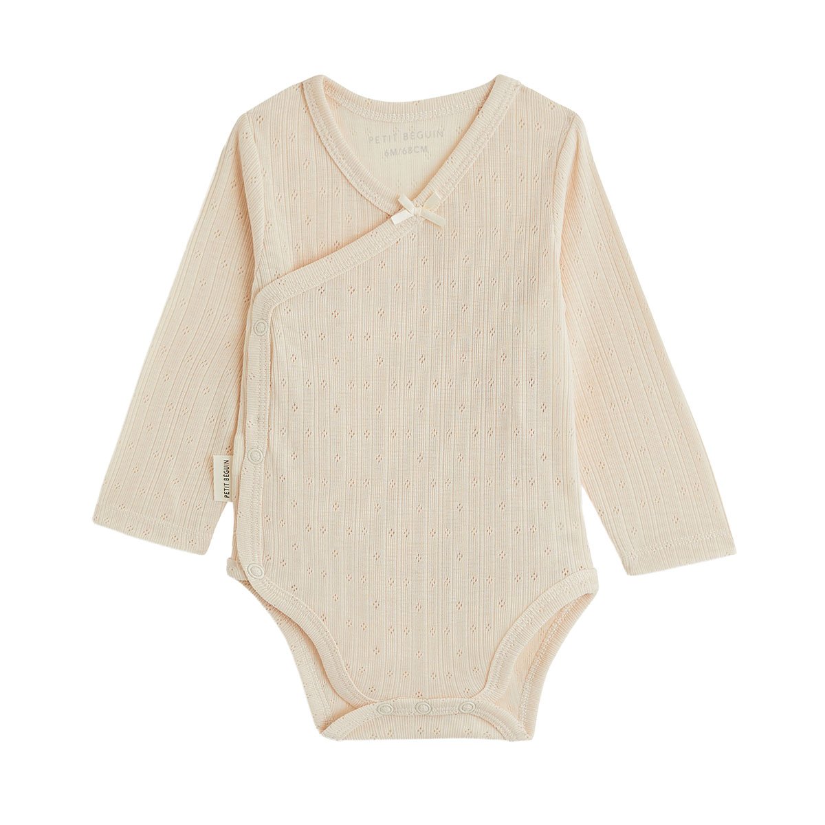 Lot de 2 bodies bébé manches longues ouverture croisée Miette ecru, PETIT BEGUIN