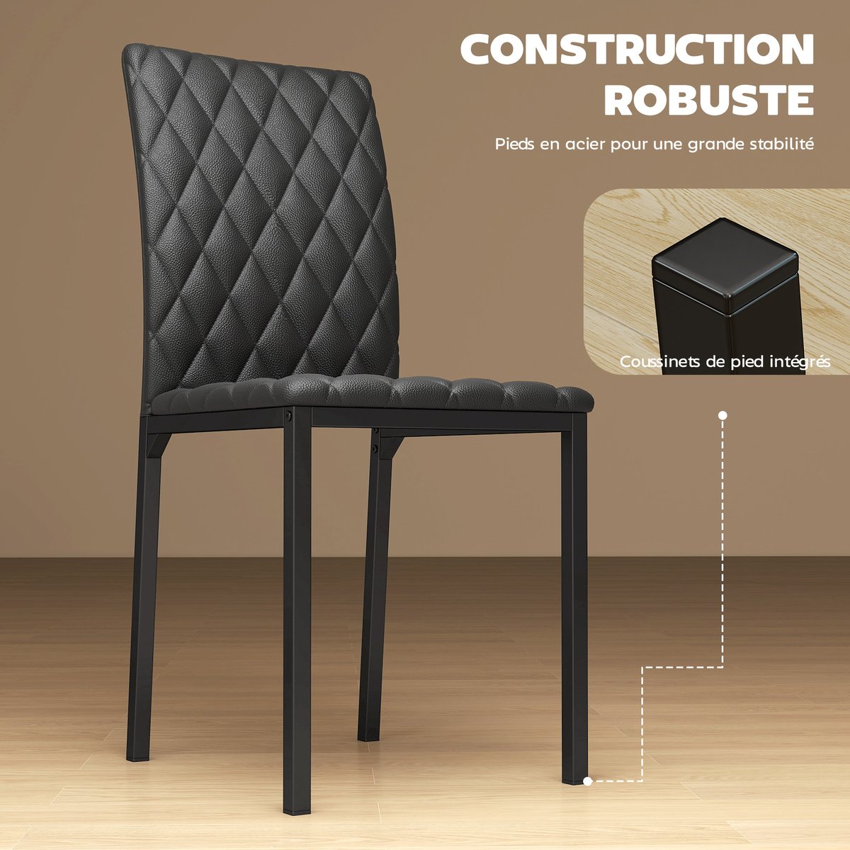 Chaise de salle à manger Polychlorure de noir, HOMCOM