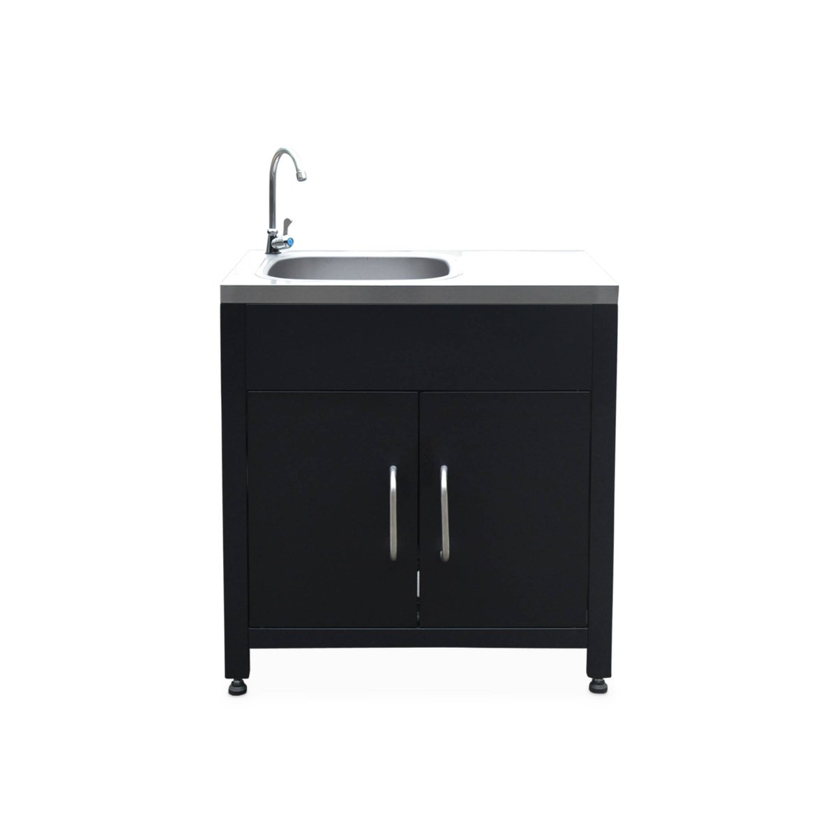 Cuisine extérieure 5 modules acier inoxydable avec barbecue gaz 4 brûleurs GRIMAUD 5 MODULES + BARBECUE GAZ noir, SWEEEK