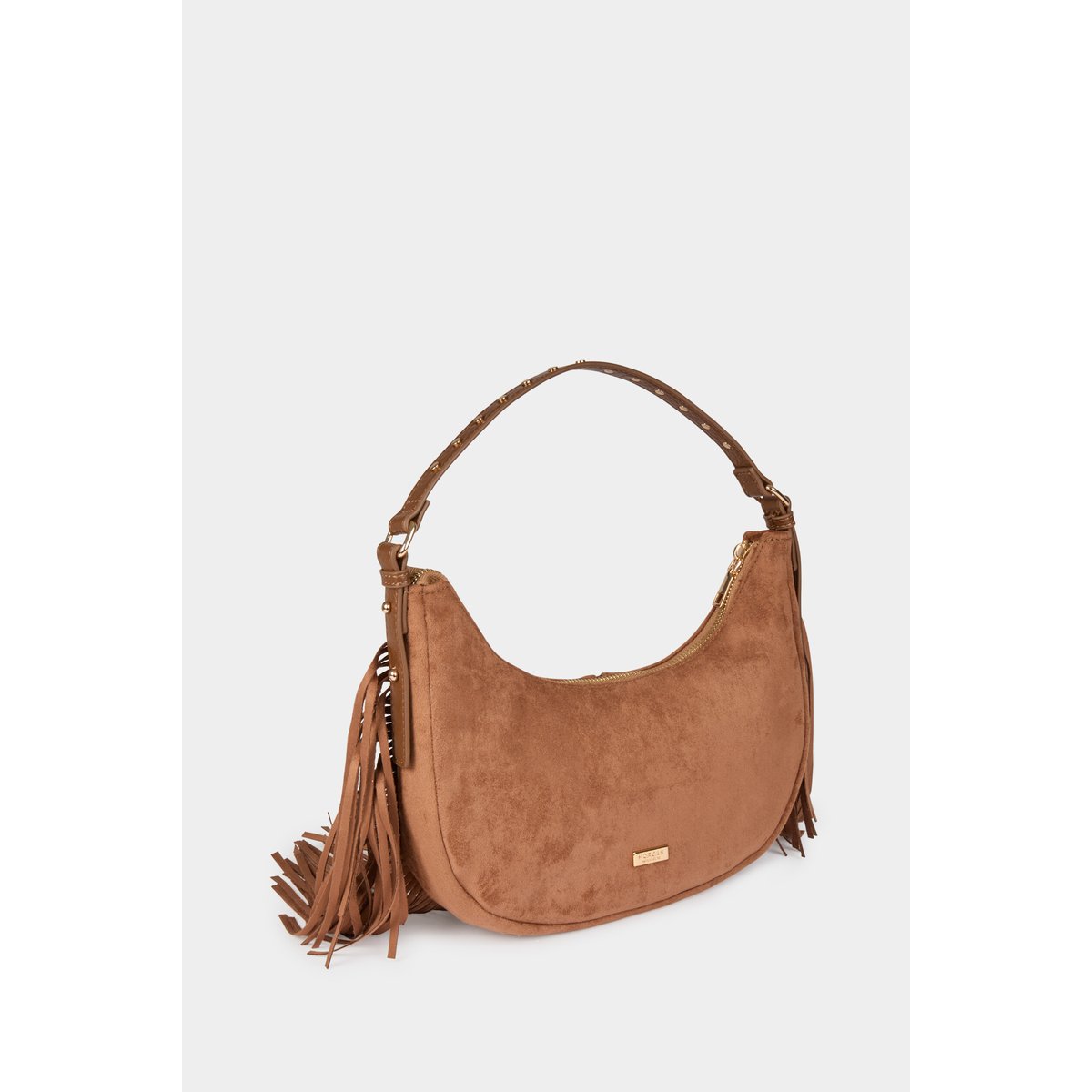 Sac franges suédine beige, MORGAN