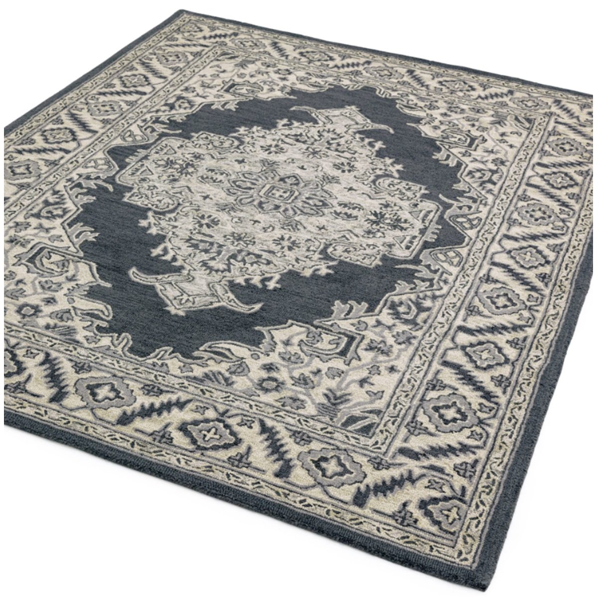 Tapis classique laine à motifs BONDI noir, NOVATREND