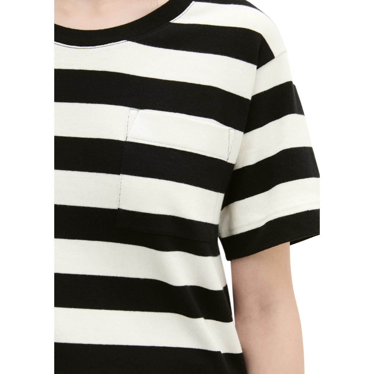 T-shirt rayé loose en single jersey doux bleu foncé, MARC O'POLO