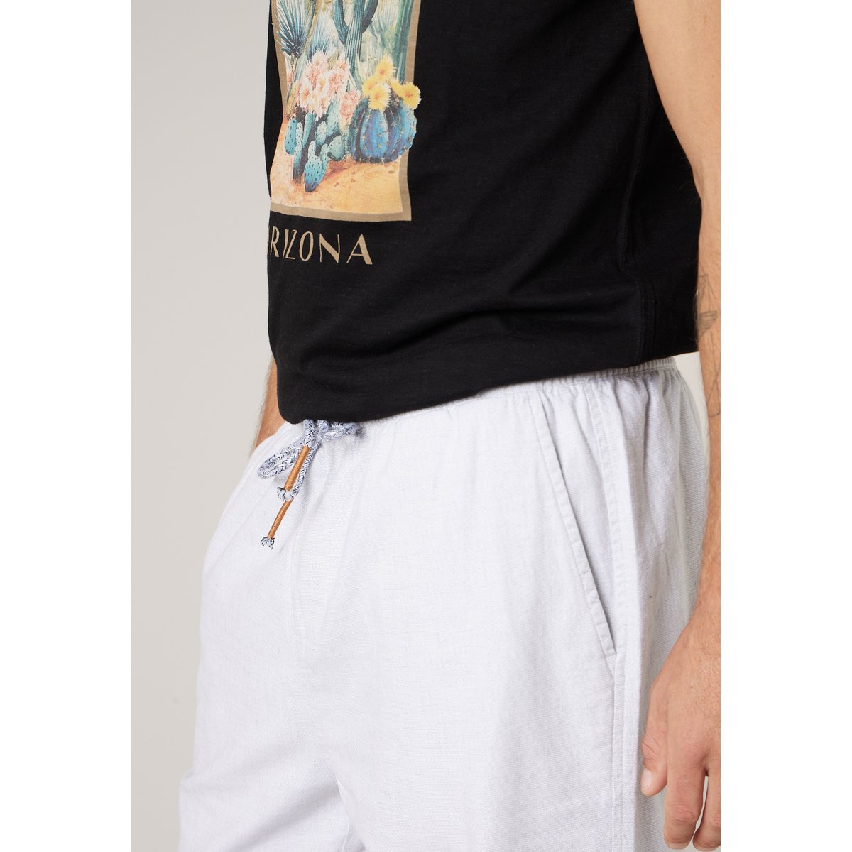 Pantalon loose homme en coton et lin MARIN light grey, DEELUXE