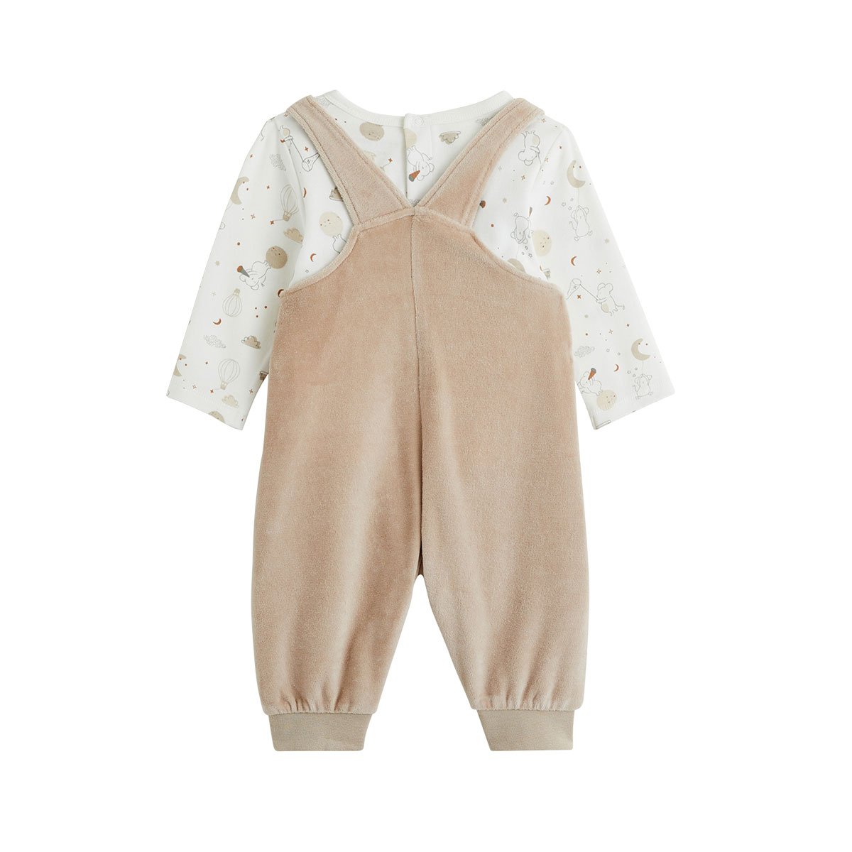 Ensemble salopette bébé en velours et t-shirt Eliah marron, PETIT BEGUIN