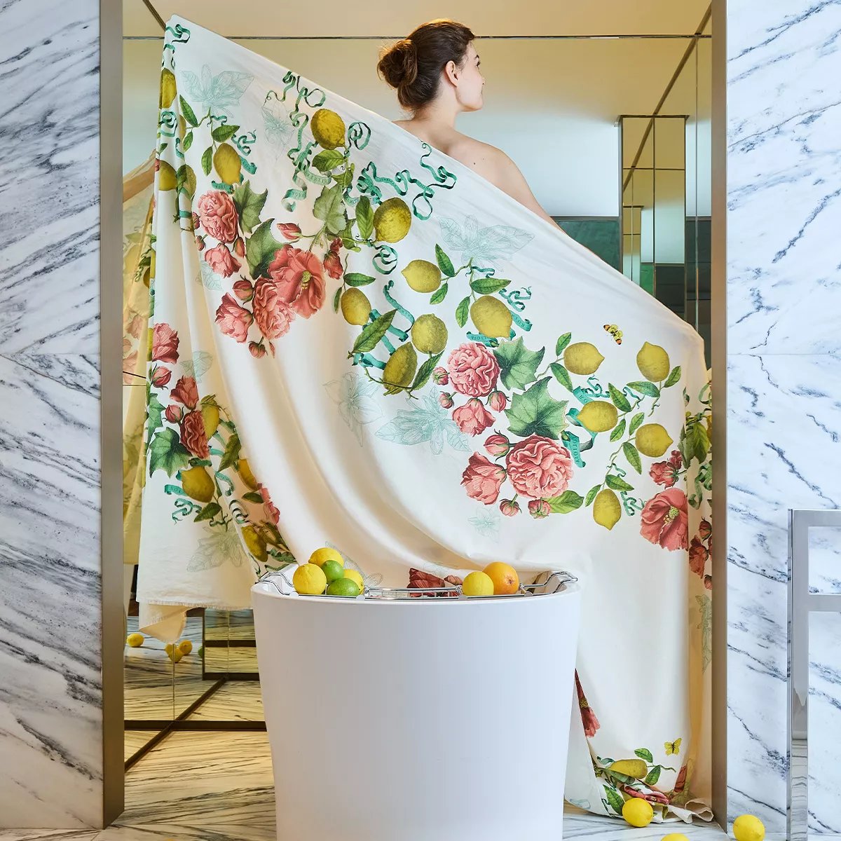 Nappe lin & coton lavé CITRONS DE MENTON romance, GARNIER THIEBAUT
