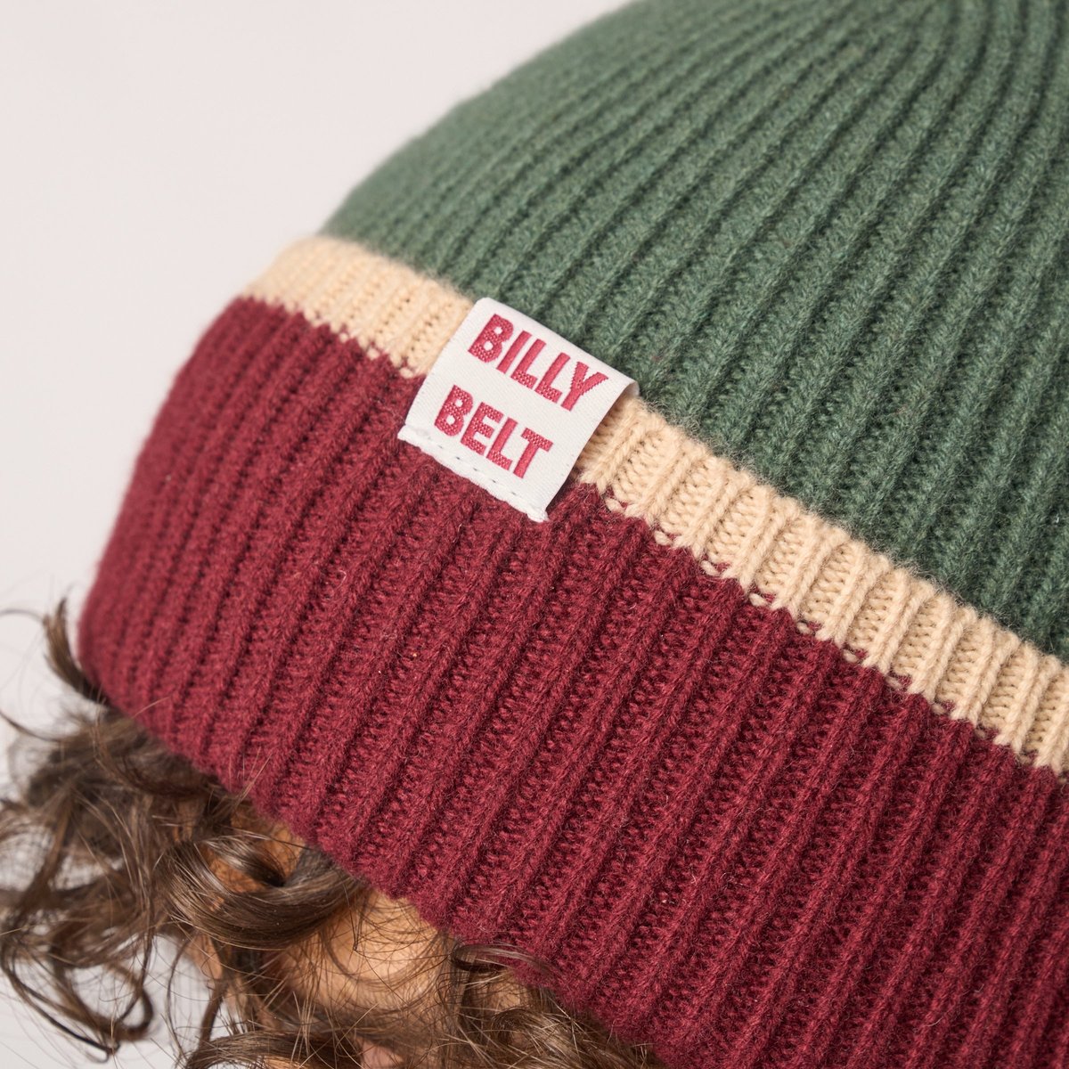 Bonnet en laine vert et bordeaux, BILLYBELT