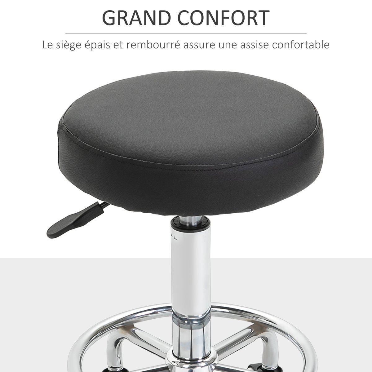 Tabouret de salon Revêtement synthétique Noir noir, HOMCOM