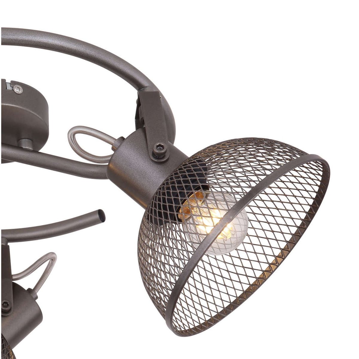 Plafonnier rond 3 lampes design vintage MONIGA gris foncé, GLOBO LIGHTING