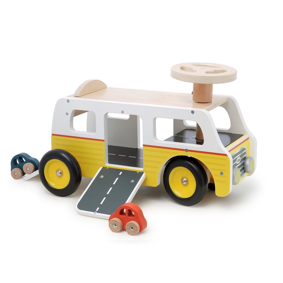 Porteur Van garage en bois jaune, VILAC