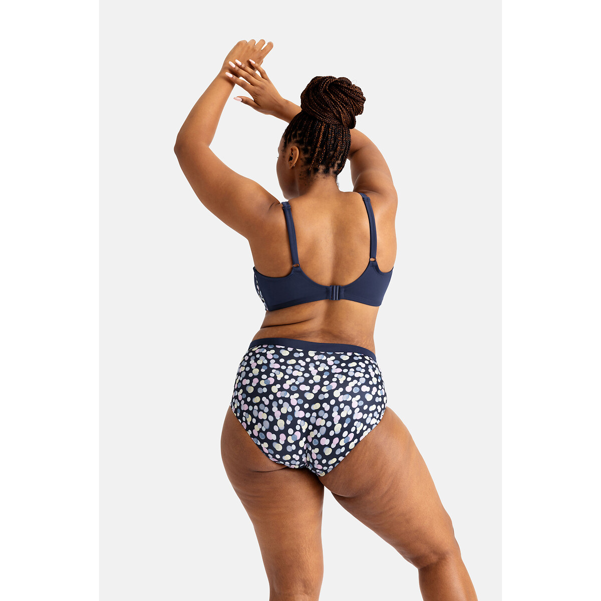Haut de maillot de bain Mesola imprimé pois fond marine, DORINA