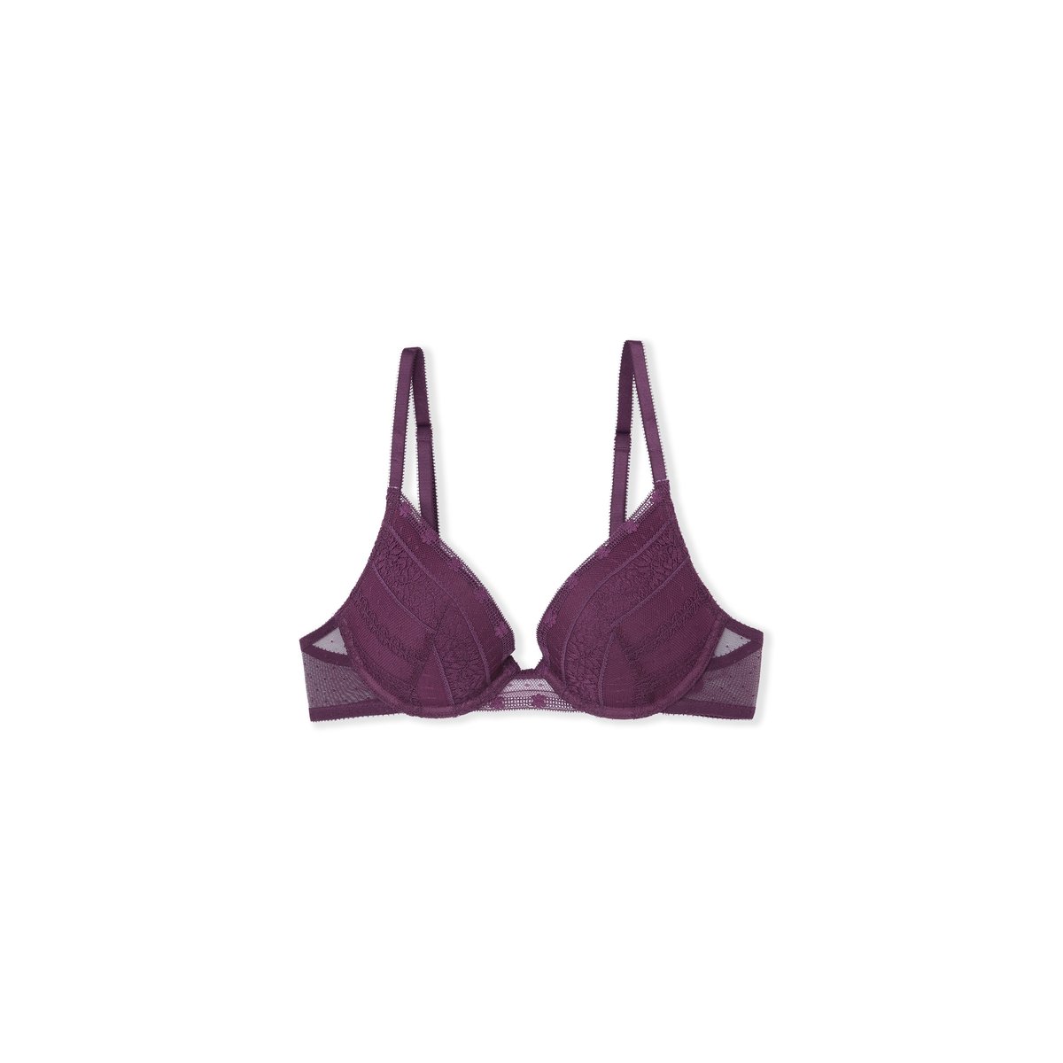 Soutien-gorge N.2 - Le push-up plongeant en dentelle EXCEPTION prune, ETAM